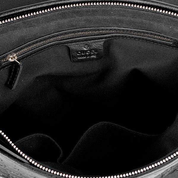 1:1 Gucci 246067 Men's Medium Messenger Bag-Black Guccissima Leather